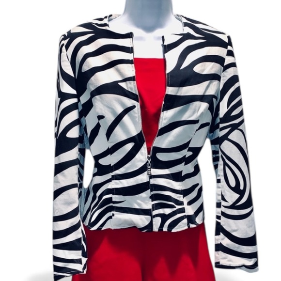Cute Vintage Zebra Print Zip-Up Jacket/Blazer - Picture 1 of 7